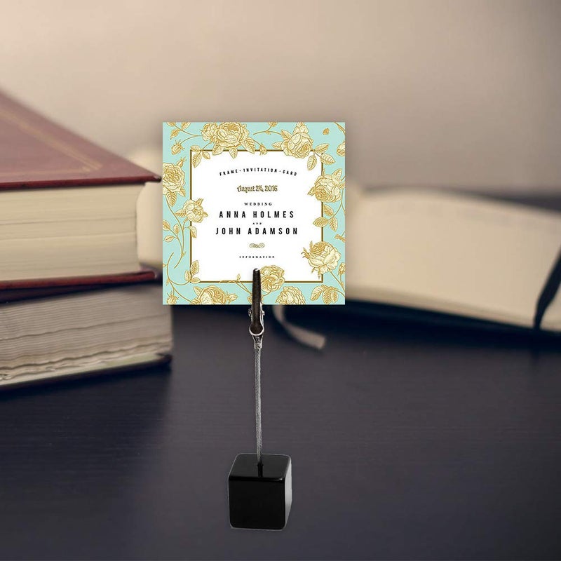 senover 10pcs Table Number Holder Name Place Card Holder Memo Clip Holder Stand Note Holder Pictures Card Paper Menu Clip (Black) - Image 4